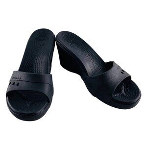CROCS Women's Black Wedge Sandals